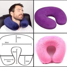 the neck pillow is shaped like an eye cushion and has two different types of pillows on it