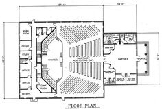 the floor plan for a church with two levels and three stories, including an upper level