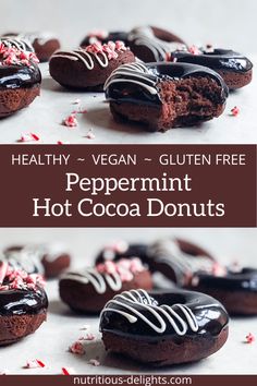 healthy vegan gluten free peppermin hot cocoa donuts