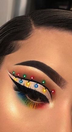 Teknik Makeup, Christmas Makeup Ideas, Xmas Makeup, Christmas Eye Makeup, Drag Make-up, Christmas Makeup Look, Holiday Makeup Looks, Halloween Eye Makeup, Smink Inspiration