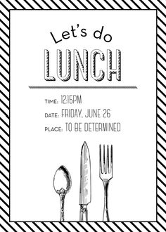 a black and white poster with the words let's do lunch