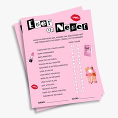 a pink paper with the words free it or never on it, and an image of a woman's lips