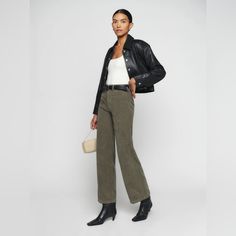 Brand: Reformation Condition: Never Been Worn, Tags Attached Wide Leg Corduroy Pants, Slouch Pants, Black And White Pants, Gingham Pants, Fashion Business Casual, New Stuff, Twill Pants, Todays Outfit, Sustainable Clothing