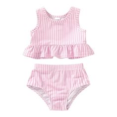 Toddler Swimsuit Baby Girl Bathing Suit Vest Bikini Swimwear Clothes Set. These sleeveless vest Bikini shorts bathing suits for toddler girls. Summer day is coming up! Get this super cute toddler top and panties swimsuit set for your little girl! Younger Tree focused on baby and toddler girl's clothes for years. Size: 3T-4T.  Color: Pink.  Gender: female.  Age Group: infant.  Pattern: striped. Toddler Suits, Striped Swimwear, Toddler Swimsuits, Bathing Suit Shorts, Summer Swim Suits, Print Swimsuit, Kids Outfits Girls