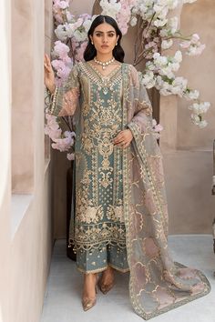 Elegant Kameez Trouser Dupatta Pakistani Eid Dress Pakistani Formal Dresses, Asian Clothes, Salwar Dress, Eid Outfit, Dress Salwar Kameez, Gaun Fashion, Desi Fits, Eid Outfits, Pakistani Wedding Outfits