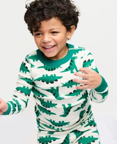 Print long-sleeve cotton pajamas are supersoft and breathable in summer, made to hand down again and again. • Hypoallergenic & eczema-friendly • Sensory-friendly scratch-free seams that lay flat on the skin • Like new wash after wash • OEKO-TEX® STANDARD 100 certified safe from hundreds of harsh chemicals 100% organic ombed cotton rib knit Super-smooth flatlock seams Encased stretch waistband Ready-to-grow cuffs keep the fit OEKO-TEX® STANDARD 100 | GOTS Certified by OTCO Prewashed Imported Wear Dinasour Pajamas, Matching Family Christmas Pajamas Hanna Andersson, Matching Family Pajamas Hanna Andersson, Cotton Long Sleeve Dinosaur Print Set, Dino Kids, Boys Pjs, Long Johns Pajamas, Hanna Andersson Pajamas, Unisex Pajamas