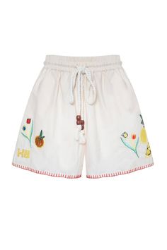 The Belle drawstring shorts feature a covered elastic waist with a rope cord drawstring for a customizable fit and all-day comfort with whipstitch detailing. Summer Embroidery, Hunter Bell, Bottoms For Women, Normal Clothes, Rope Cord, Women Pants, Drawstring Shorts, New Arrival Dress, Summer Shorts