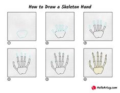 how to draw a skeleton hand step by step drawing instructions for kids and beginners