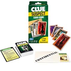 the clue suspect card game is open and ready to play