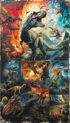 an image of a puzzle with dinosaurs on it