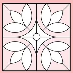 a pink and black square with leaves on it, in the shape of a flower