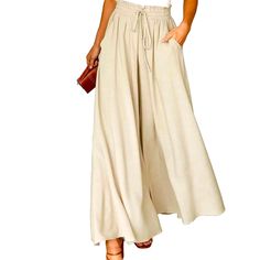 Nwt Beige High Waisted Flowy Palazzo Pant Palazzo Pant, Palazzo Pants, Pant Jumpsuit, Wide Leg, Pants For Women, High Waisted, Cream, Pants, Women Shopping