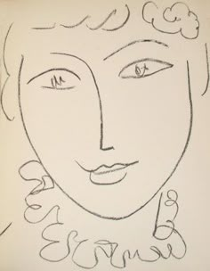 a drawing of a woman's face with curly hair