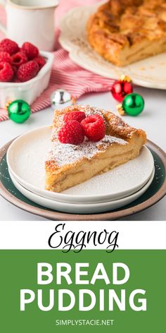 Eggnog Bread Pudding - A perfect Christmas dessert! This easy pudding is just bread, eggnog, eggs, sugar, vanilla, cinnamon and nutmeg for a delicious holiday taste. #FeelingFestive24 Eggnog Breakfast, Eggnog Bread Pudding, Eggnog Cupcakes, Eggnog Bread, Easy Pudding, Eggnog Recipes, Eggnog Drinks, Perfect Christmas Dessert, Eggnog Cheesecake