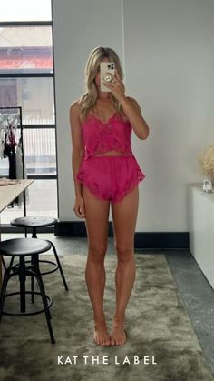 Hot Pink Set, Sleep Sets, Underwire Bras, Lingerie Inspiration, Lace Underwire, Cute Lazy Outfits, Pink Set, Best Lingerie