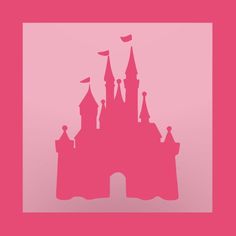 the silhouette of a castle on a pink background