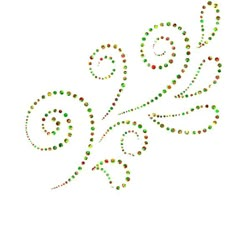 a green and red beaded design on a white background