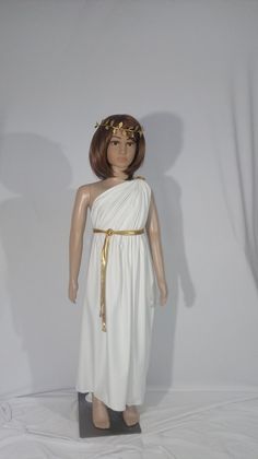 Grecian Roman Egyptian Gown Aphrodite Toga Venus dress Spartan Goddess costume role play.  Tunic is 32inches long. Spartan gown can come in many color options. includes gold belt, 2 arm/leg wraps and gold leaf  crown. Diy Toga Costume For Kids, Goddess Costume Ideas, Roman Costumes Womens, Greek Goddess Costume Kids, Greek Goddess Dress Gowns, Girls Greek Goddess Costume, Kids Toga Costume Diy, Ancient Greece Halloween Costume, Greek Costume Girl