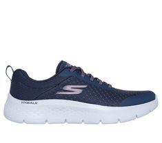 Enjoy easy-going cushioned comfort wearing Skechers GO WALK Flex - Zada. This vegan walking style features an athletic mesh upper with stretch laces, lightweight ULTRA GO cushioning, a Skechers Air-Cooled Goga Mat insole, and a super-flexible traction outsole. | Skechers Women's GO WALK Flex - Zada Sneaker | Medium Width | Skechers Air-Cooled Goga Mat breathable insole with high-rebound cushioning | Lightweight, responsive ULTRA GO cushioning | Crafted with 100% vegan materials | Athletic mesh upper with stretch-laced front | Super-flexible traction outsole | 1 1/4-inch heel height | Machine washable | Skechers Skechers Shoes Women, Walking Style, Wide Sneakers, Shoe Technology, Skechers Go Walk, Pretty Shoes Sneakers, Super Flexible, Wide Shoes, Skechers Women