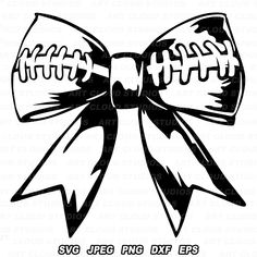 a black and white bow with footballs on it