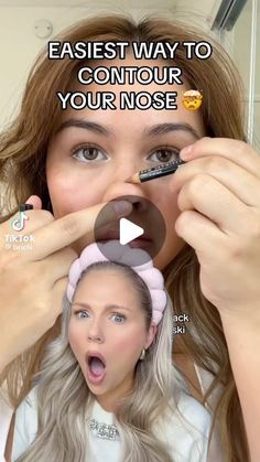 Contour Nose Button, How To Contour Your Bulbous Nose, Contouring Nose Tutorial, Best Way To Contour Nose, Contour The Nose, Contouring Bulbous Nose, Nose Contouring Hacks, Easy Make Up Hacks, Contour A Wide Nose