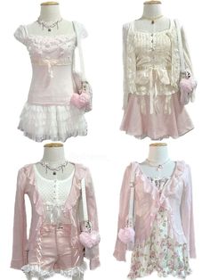 Pink Shoujo Outfit, Hime Kaji Outfit, Cute Pink Summer Outfits, Pink Vintage Clothes, Himejaki Outfits, Pink Kawaii Aesthetic Outfits, Coquette Outfit Inspo Pink, Pink Fits Aesthetic, Himekaji Aesthetic