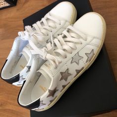 Saint Laurent Low-Top Sneakers Saint Laurent Sneakers, Saint Laurent Shoes, Low Top, New Color, Top Sneakers, White Black, Saint Laurent, White And Black, Black White