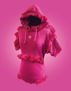 Upcycled adidas hoody, reconstructed from hoody to leotard. Size S, Will fit UK size 8-10. One off design with pink velvet frills, great festival outfit! Fitted Pink Hoodie For Streetwear, Fitted Pink Hoodie For Spring, Fitted Pink Spring Hoodie, Fitted Pink Hoodie, Pink Fitted Hoodie Top, Fitted Pink Cotton Hoodie, Adidas Hoodie, Pink Velvet, Festival Outfit