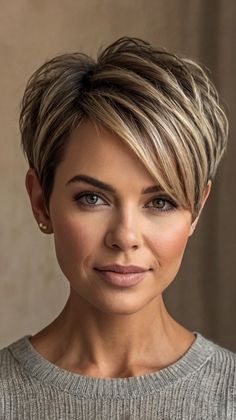 ✨ Time for a fabulous change? Achieve a youthful and fresh appearance with this Asymmetrical Cut hairstyles for wome nover 40. Learn how to style sleek, straight locks. Great for hiding grown-out roots between salon visits. Easy to maintain and style at home. Click for a step-by-step guide! #AsymmetricalCuthairstylesforwomenover40 Short Hairstyle Women With Straight Hair, Short Edgy Hairstyles For Women Over 50, Wedge Haircut For Women Over 50, Short Haircut With Fringe, Short Sassy Hair Over 50, Short Pixie Haircuts For Fine Hair, Grown Out Pixie Hairstyles, Pixie Hairstyles For Thick Hair, Asymetrical Haircut Short