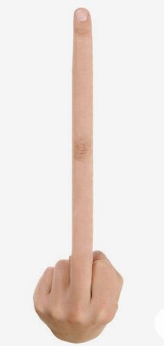 a person's hand holding up a fake finger