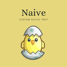 a yellow background with an egg in the shape of a chicken and text that says navie