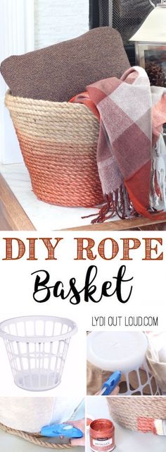 diy rope basket with text overlay that reads diy rope basket lyd out loudcomm