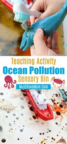 an ocean pollution activity for kids to play with and learn how to use the toys