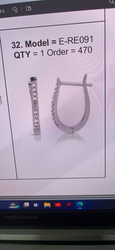 a computer screen showing an image of jewelry on it's display shelf with instructions for how to fit them