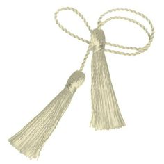 a white tasselled rope on a white background