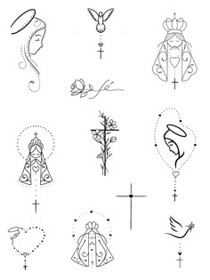 the cross and other symbols are drawn in black ink