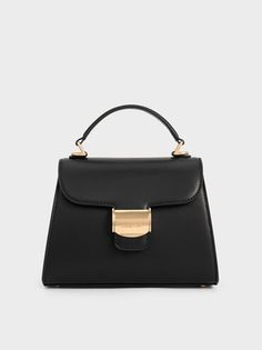 Black Violetta Trapeze Top Handle Bag | CHARLES & KEITH Trapeze Top, Bag Photography, Trapeze Silhouette, Couple Silhouette, Fashion Inspiration Board, Latest Bags, Handbag Collection, Classic Bags, Charles Keith