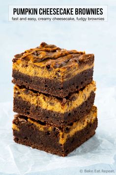 three brownies stacked on top of each other