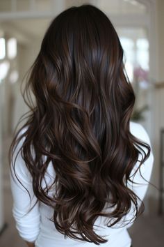 Dark Brown Hair With Lowlights Balayage, Light Brown With Dark Brown Lowlights, Dark Chocolate Brown Hair With Lowlights, Chocolate Brown Hair With Lowlights, Warm Chocolate Brown Hair Rich Brunette, Different Brown Hair, Low Light Hair Color, Different Brown Hair Colors, Rich Girl Hair