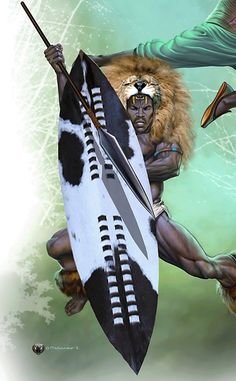 Zulu Warrior Tattoo, Maasai Warrior Art, Massai Warrior, Black African Warrior Art, Fantasy African Warrior Art, Zulu Warrior Art, African Swordsman Art, African Logo