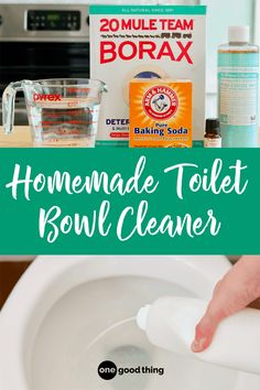 the homemade toilet bowl cleaner is being used to clean