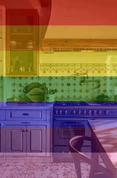 an image of a colorful kitchen setting