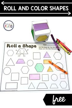 the roll and color shapes for kids to use in their homeschool activities, such as