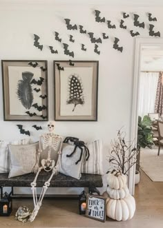 a living room filled with lots of halloween decorations