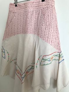 "This  sweet skirt is my new \"preloved textile\" skirt design. The skirt has two front panel pockets, a zip closure, and is created from a tablecloth and fabric from my stash for the bodice and yoke. The skirt bodice is all cotton as is the beautiful vintage hand embroidered tablecloth handkerchief skirt. I am very excited that I am not only expanding my range but sizes. Any of my range can be custom made to size (from 8 to 26), and colour, but please remember that everything is original and will not be an exact copy. The skirt is a US standard size 12, and is priced at $52.95 with free postage in Australia and $12 flat rate everywhere else" Boho Rock, Handkerchief Skirt, Boho Skirt, Embroidered Tablecloth, Boho Skirts, Rock Design, Very Excited, Skirt Design, Relaxed Style