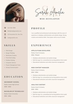 a professional resume template with an image of a woman in a hat on the cover