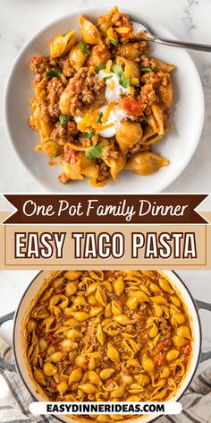 one pot family dinner easy taco pasta