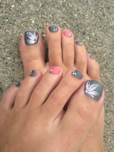 Beach Toe Nails, Toenail Art Designs, Pink Toe Nails, Easy Toe Nail Designs, Simple Toe Nails, Unghie Nail Art, Video Makeup, Pretty Toe Nails, Pink Toes