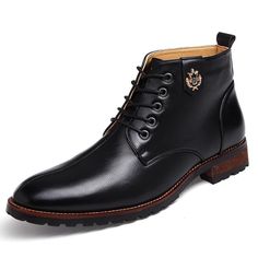 Men's PU Leather Boots, Italian Leather Fashion Ankle Boots, Wine Red, Black, Blue, Light Tan, Blue Item Type: Mens Boots Upper Material: PU Boot Height: Ankle Shoe Width: Medium(B,M) Closure Type: Lace-Up Decorations: Sequined Boot Type: Fashion Boots Toe Shape: Pointed Toe Heel Height: Med (1 3/4" to 2 3/4") Season: Spring/Autumn Insole Material: Rubber Pattern Type: Solid Process: Adhesive Leather Style: Soft Leather Outsole Material: Rubber Shaft Material: PU Fit: Fits true to size, select y British Style Men, Men's Wedding Shoes, Pu Boots, Oxford Boots, Western Ankle Boots, Classy Shoes, Mens Cowboy Boots