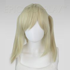 Gaia Platinum Blonde Pigtail Wig Long and flowing pigtails are a classic staple in the cosplay world. Our Gaia style Platinum Blonde pigtail wig offers an easy and natural looking way to achieve such a classic and timeless look. Front facing bangs reach a a total of 7", making them versatile in creating a number of different styles. Longer side bangs that fall to 10 1/2" create a flattering, face framing appearance with ease. Long twin tails allow for styling as is, or can be customized with our Wigs Bangs, Pigtail Wig, Platinum Blonde Wig, Book Cosplay, Long Side Bangs, Front Bangs, Epic Cosplay, Long Bangs, Side Bangs